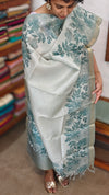 Teal Floral Printed Semi Silk Suit - CSU8