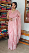 Blush Pink Tissue Organza Saree - 3637