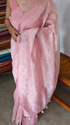 Blush Pink Tissue Organza Saree - 3637