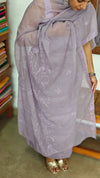 Lavender Crushed Organza Embroidered Suit - PFV4