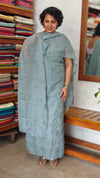 Iceberg Blue Embroidered Crushed Organza Suit - PFV4