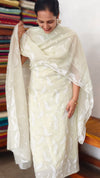 Pastel Pista Green Embroidered Crushed Organza Suit - PFV4 - A1
