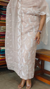 Nude Peach Embroidered Crushed Organza Suit - PFV4 - A1