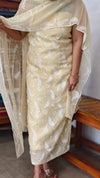 Butter Yellow Embroidered Crushed Organza Suit - PFV4 - A1