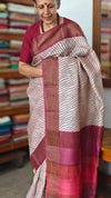Wine and Cream Printed Desi Tussar Silk Saree - EX2832