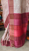 Wine and Cream Printed Desi Tussar Silk Saree - EX2832