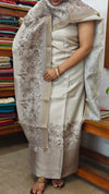 Ash and Grey Printed Woven Semi Silk Suit - CSU8