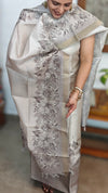 Ash and Grey Printed Woven Semi Silk Suit - CSU8
