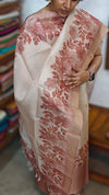 Dusty Rose and Cream Woven Semi Silk Suit - CSU8