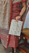 Brick Red and Beige Block Printed Chanderi Silk Suit - MC059