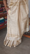 Light Beige and Gold Mini Checks Semi Silk Saree - TR26
