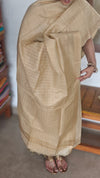 Golden Beige Checked Semi Silk Suit - TR26