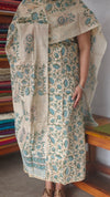 Beige Block printed Chanderi Suit