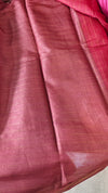 Dark Pink and Mauve Zari Checked Desi Tussar Silk Saree - KPR3