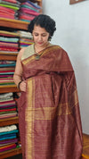 Wine Brown Mini Checks Semi Silk Saree - BGR8