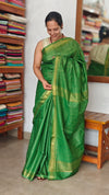 Forest Green Mini Checks Semi Silk Saree - BGR8