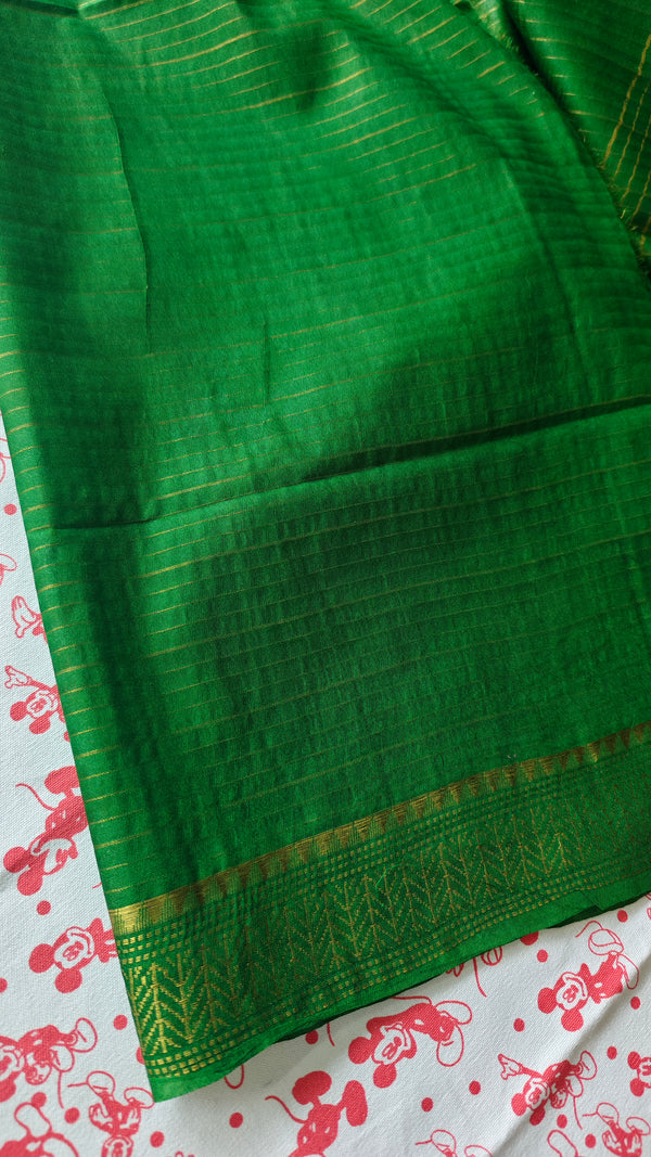Forest Green Mini Checks Semi Silk Saree - BGR8