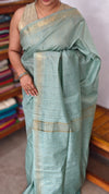 Pastel Teal Mini Checks Semi Silk Saree - BGR8