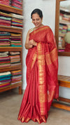 Scarlet Red Mini Checks Semi Silk Saree - BGR8