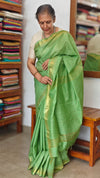 Peridot Green Mini Checks Semi Silk Saree - BGR8