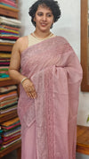 Lavender Kota Saree with Embroidery and Crochet Lace - 35BT
