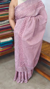 Lavender Kota Saree with Embroidery and Crochet Lace - 35BT