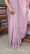 Lavender Kota Saree with Embroidery and Crochet Lace - 35BT