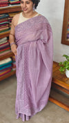 Dark Lavender Kota Saree with Embroidery and Crochet Lace - 35BT