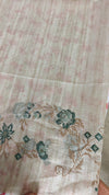 Light Beige and Teal Green Cross Stitch Embroidered Kota Saree - 5033