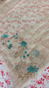 Light Beige and Blue Kota Saree with Cross Stitch Embroidery - 5033