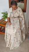 Light Beige and Taupe Kota Saree with Cross Stitch Embroidery - 5033