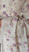 Light Beige and Purple Kota Saree with Cross Stitch Embroidery - 5033