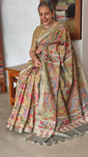 Kalamkari printed saree with Banarasi Borders
