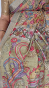 Kalamkari printed saree with Banarasi Borders