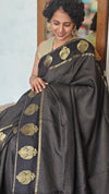Black check Chinon Silk Banarasi Saree