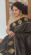 Black check Chinon Silk Banarasi Saree