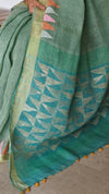 Teal Green Linen Cotton Saree
