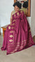 Wine Check Chinon Silk Banarasi Saree
