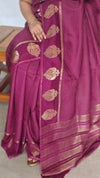 Wine Check Chinon Silk Banarasi Saree