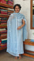 Steel Blue EmbroiderCrushed Organza Suit - 7292