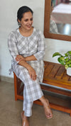 White and Grey Checks Cotton Coord Set