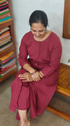 Maroon Cotton 2 piece Coord Set