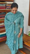 Teal Cotton 3 piece kurti set