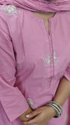 Pink Cotton 3 piece cotton kurti set