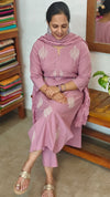 Lilac Cotton 3 piece kurti set