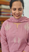 Lilac Cotton 3 piece kurti set