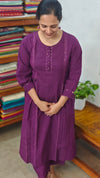 Purple Cotton 2 piece kurti set - RC69