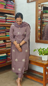 Purple Mauve 3 piece cotton kurti set - RC69