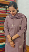 Purple Mauve 3 piece cotton kurti set - RC69
