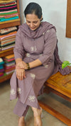 Purple Mauve 3 piece cotton kurti set - RC69